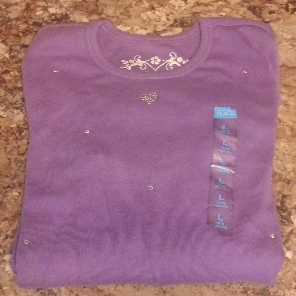 10/12 purple heart rhinestone long sleeve shirt. New With Tags Girls